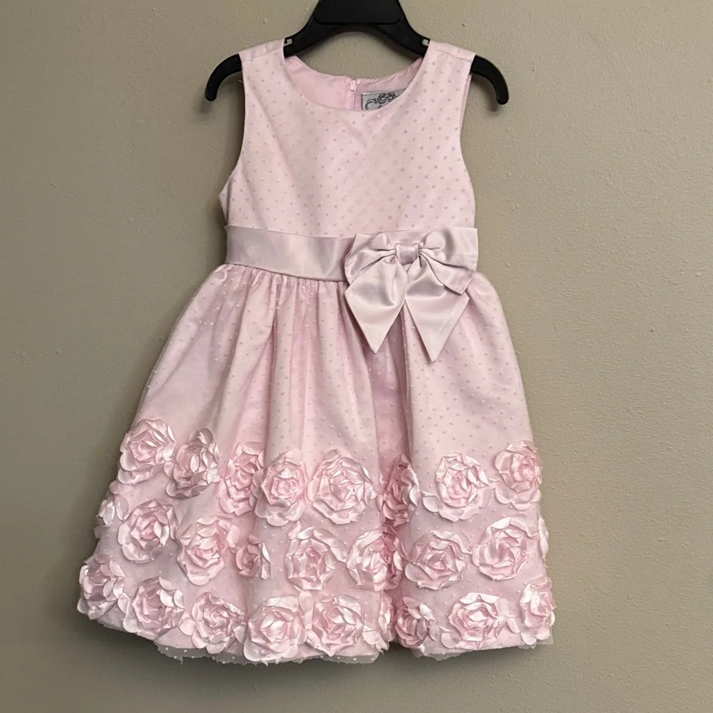 Mia Juliana Pink Rosette Kids Dress size 5